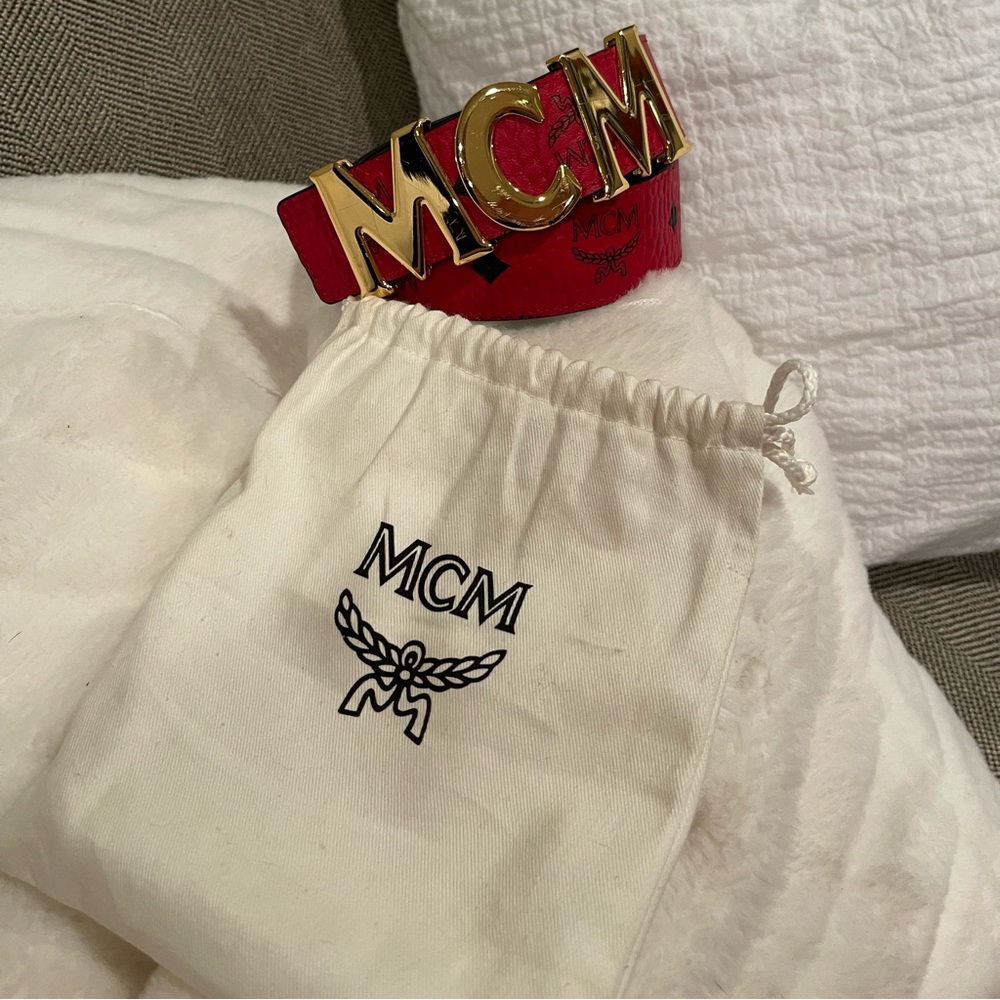 Mcm belt red with full logo
